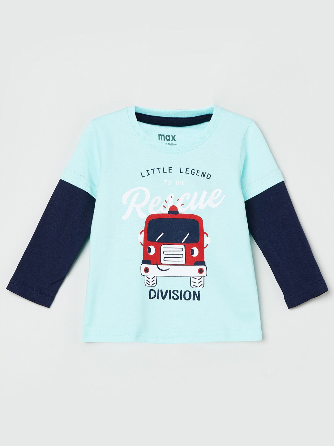 

max Boys Blue Printed T-shirt