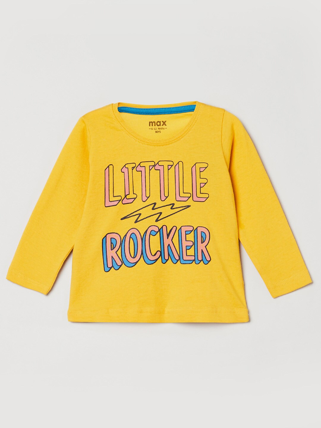 

Max Boys Yellow Typography Printed T-shirt