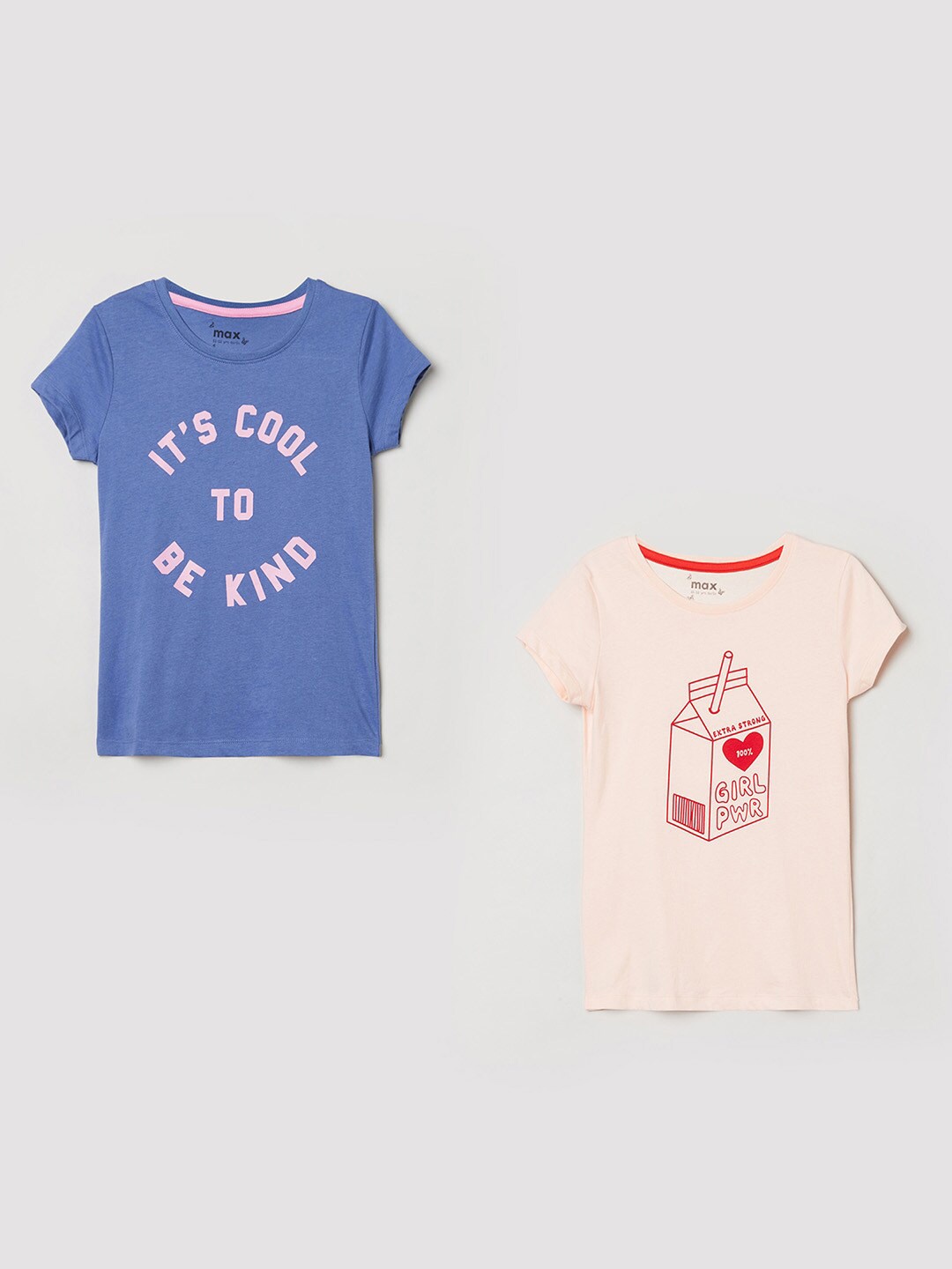 

max Girls Pack of 2 Printed T-shirts, Multi