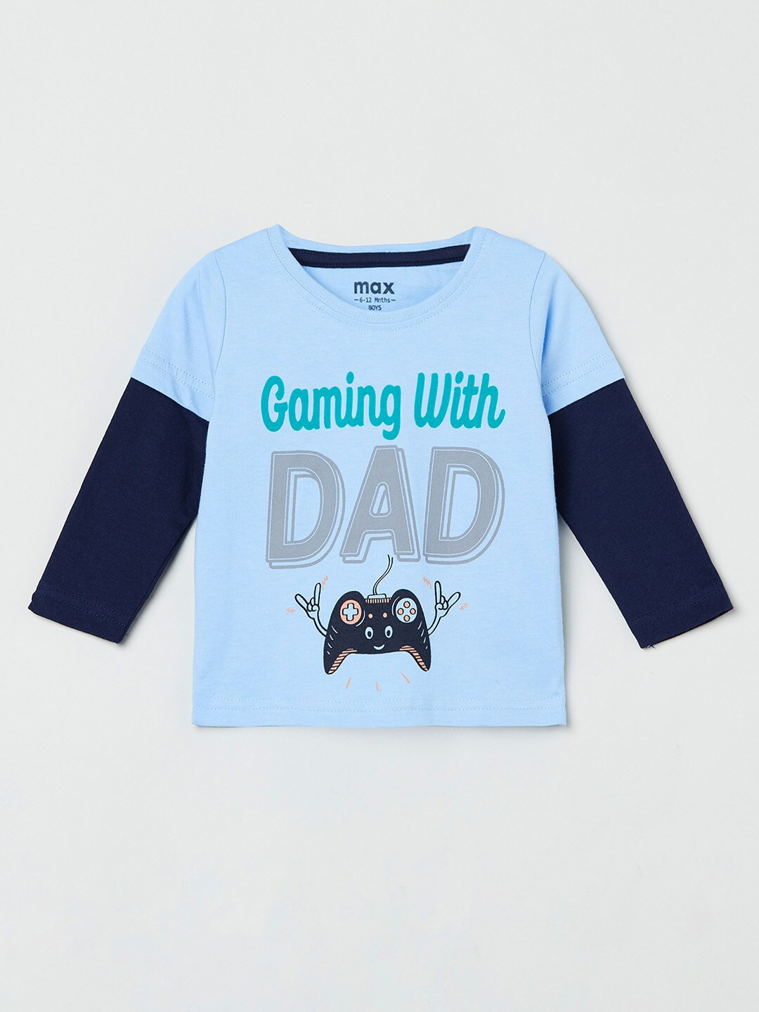 

max Boys Blue Typography Printed T-shirt