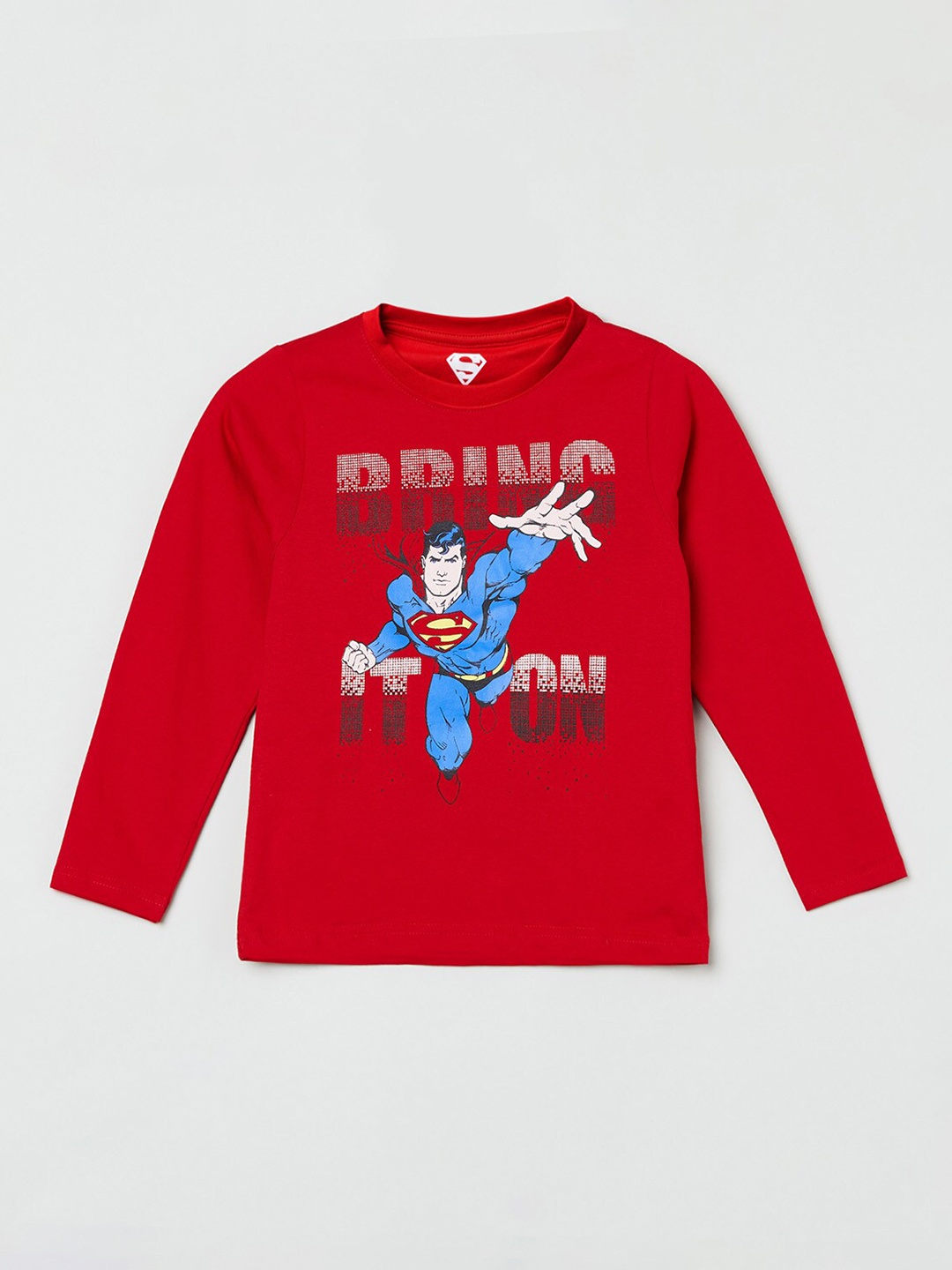 

max Boys Red & Blue Superman Printed T-shirt