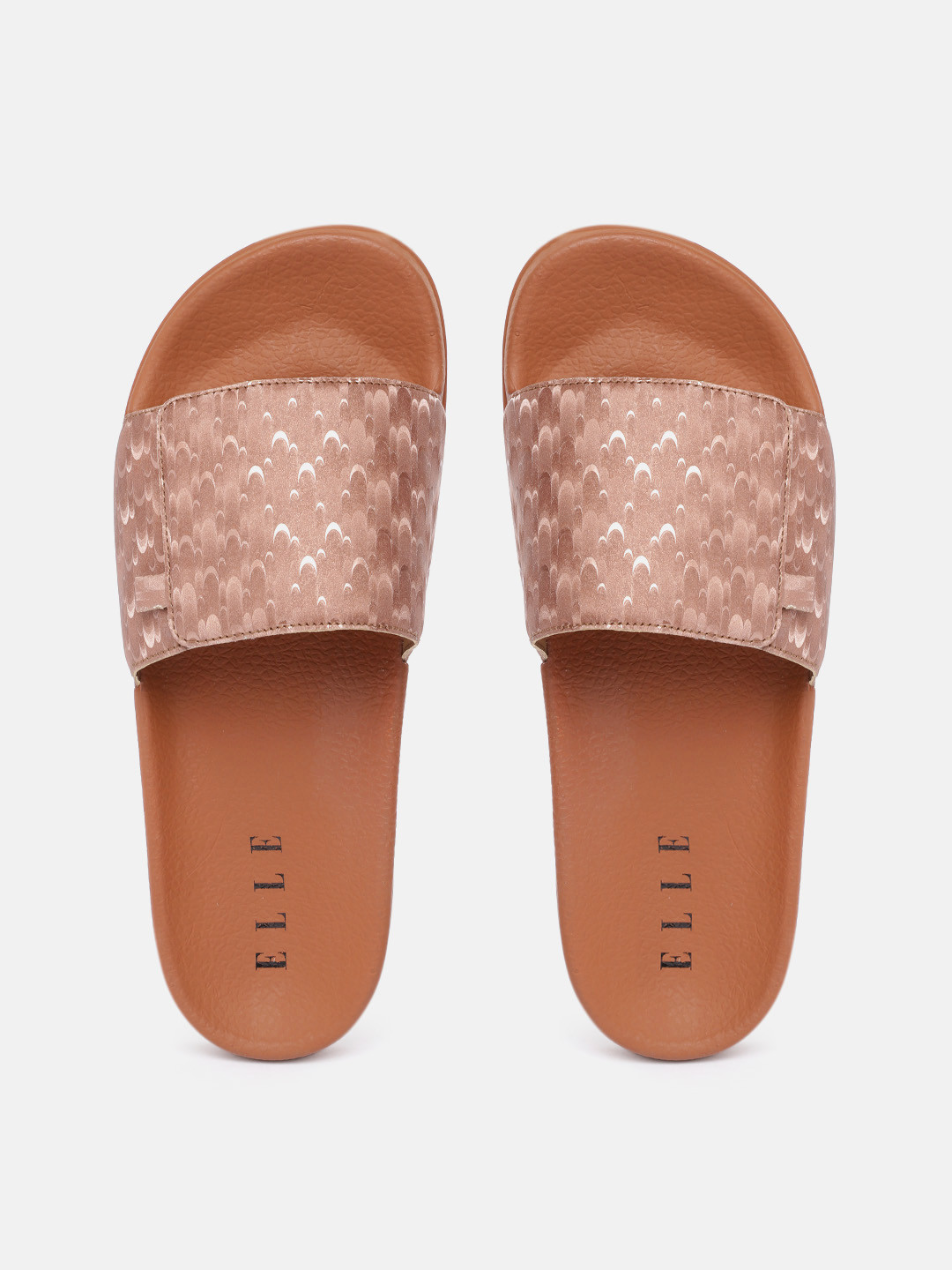 

ELLE Women Brown Printed Sliders
