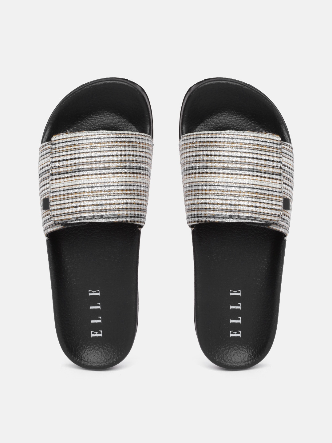 

ELLE Women Multicoloured Striped Sliders, Multi