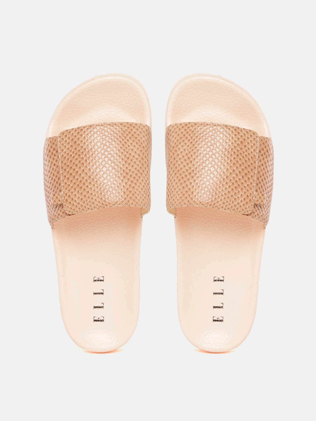 

ELLE Women Tan Brown Textured Sliders