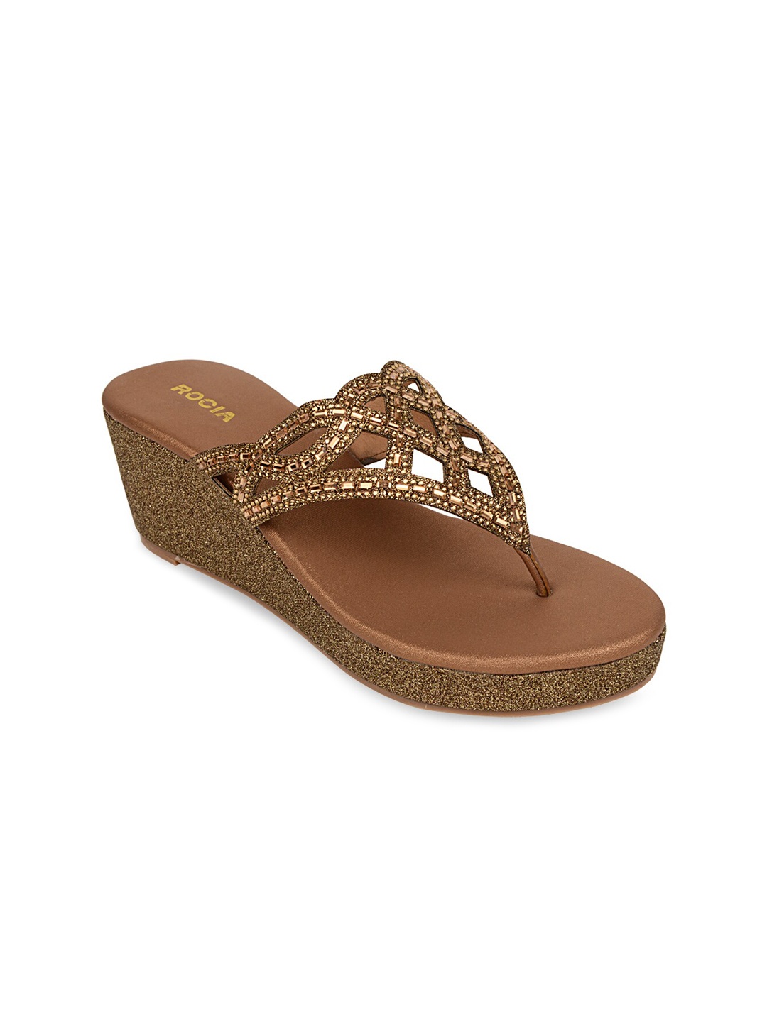 

Rocia Gold-Toned Embellished Wedge Sandals