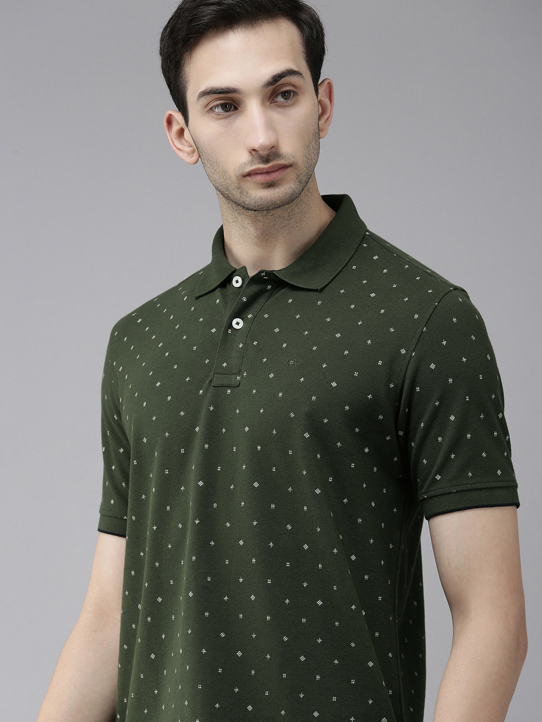 

Arrow Sport Men Green & White Printed Polo Collar T-shirt