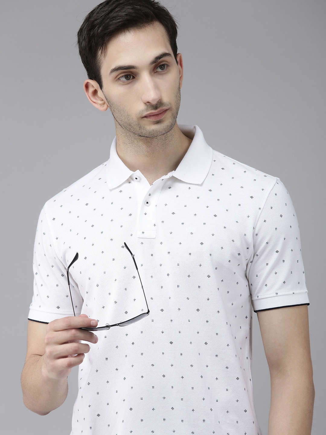 

Arrow Sport Men White Printed Polo Collar T-shirt