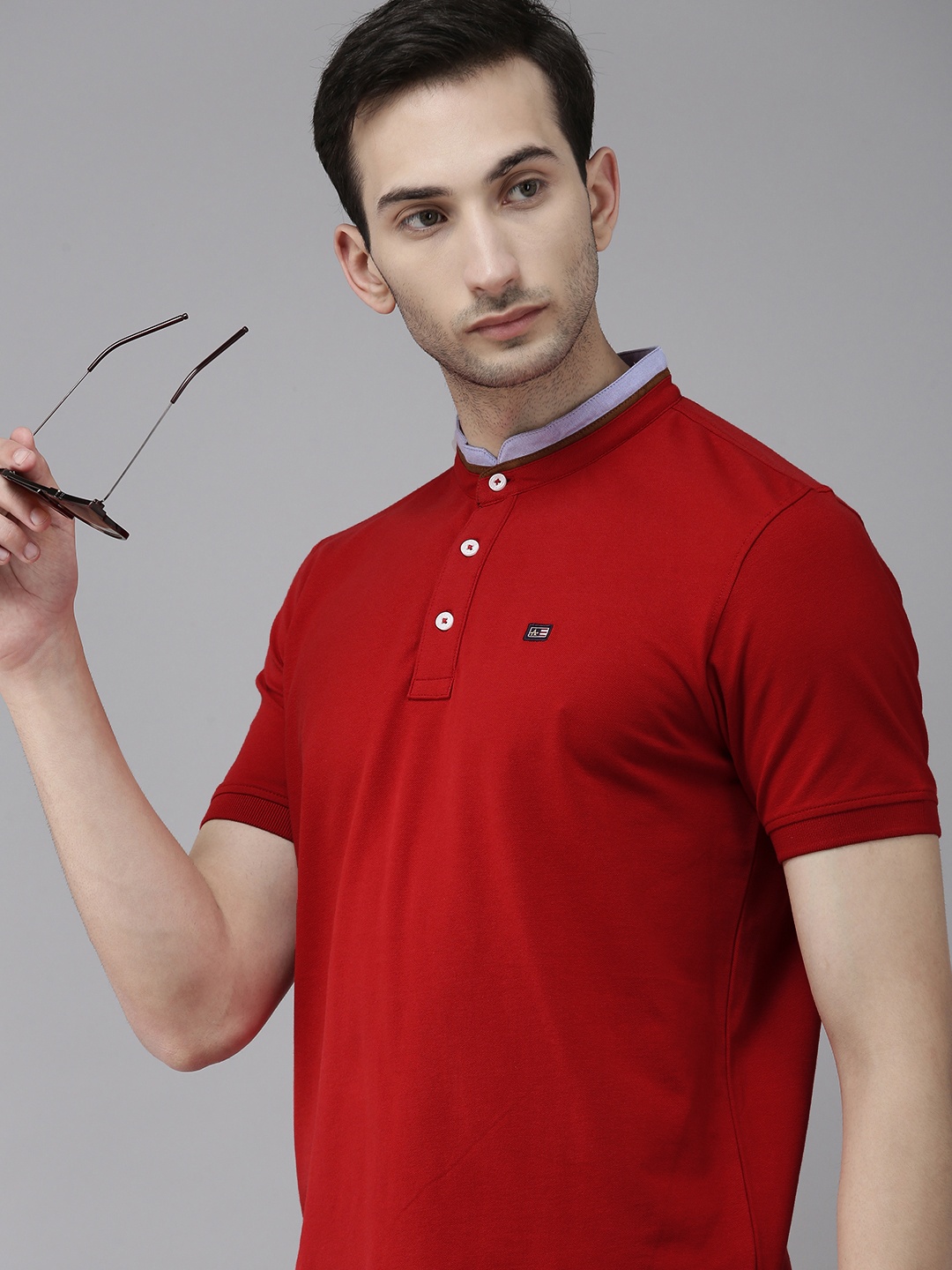 

Arrow Sport Men Red Mandarin Collar T-shirt