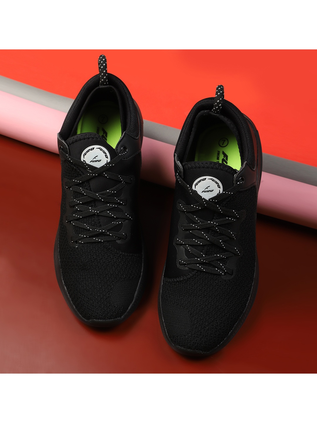 

FURO by Red Chief Men Black Mesh Running Non-Marking Shoes