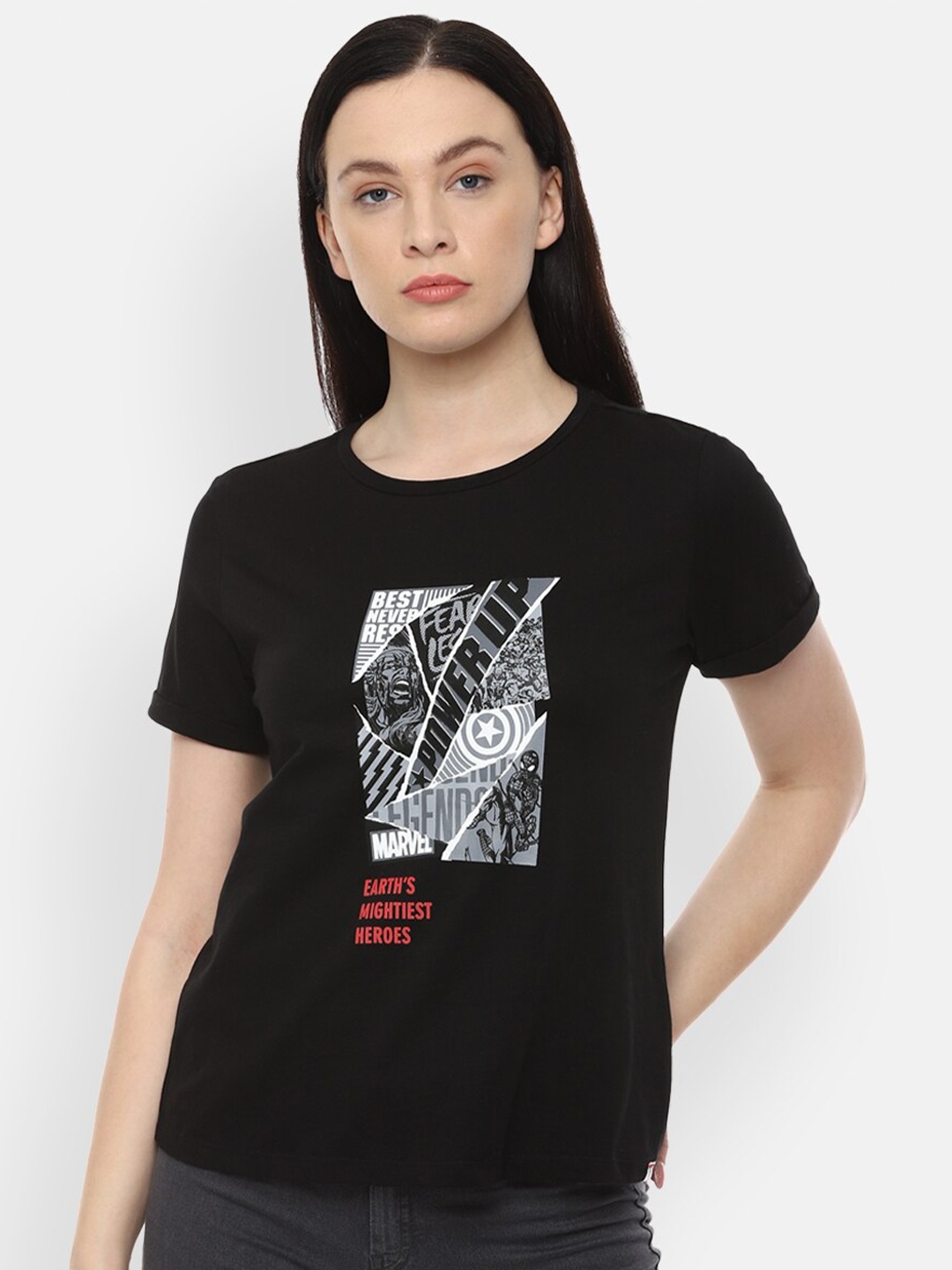 

Van Heusen Woman Black Printed T-shirt