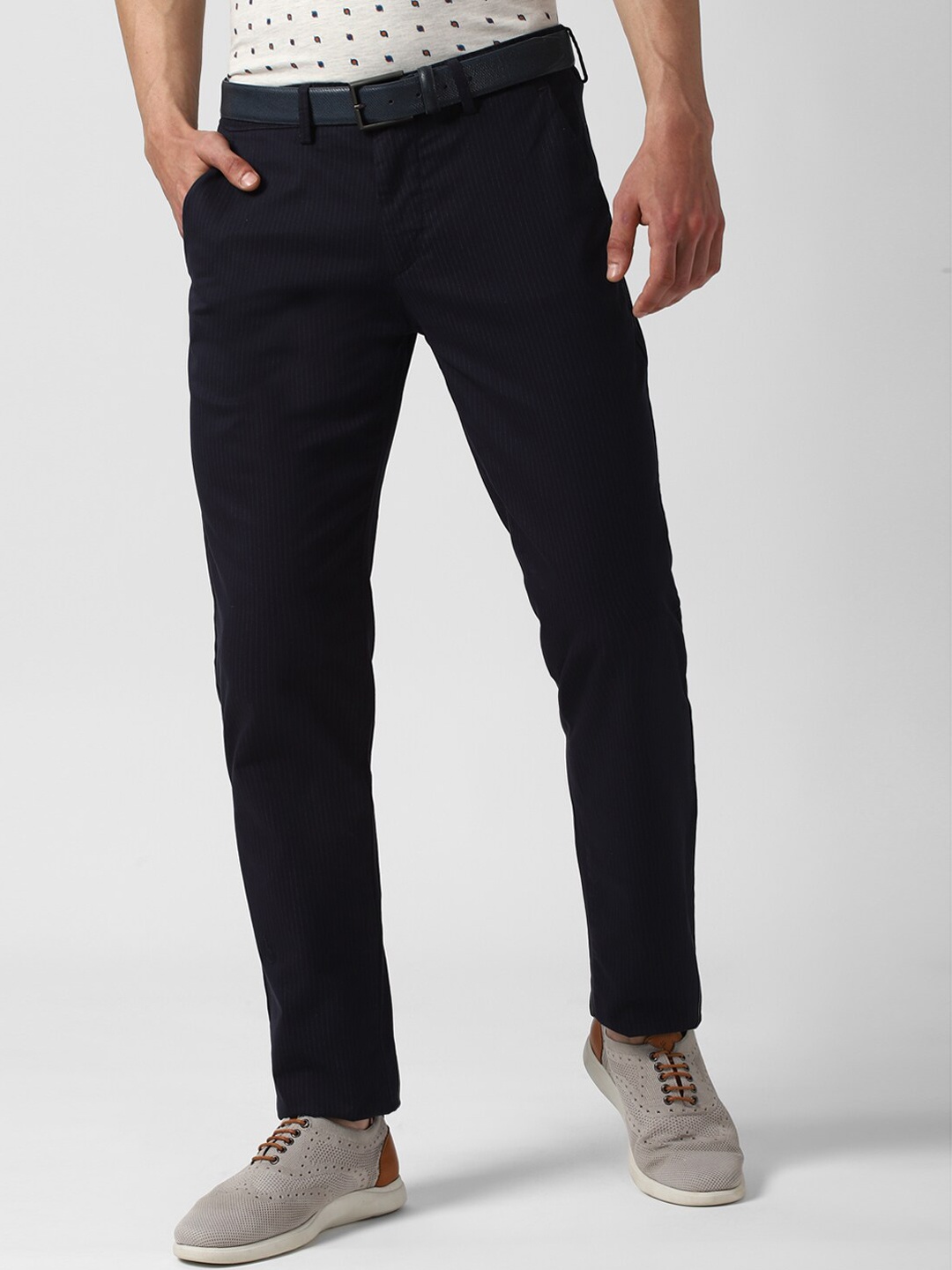 

Peter England Casuals Men Navy Blue Slim Fit Trousers