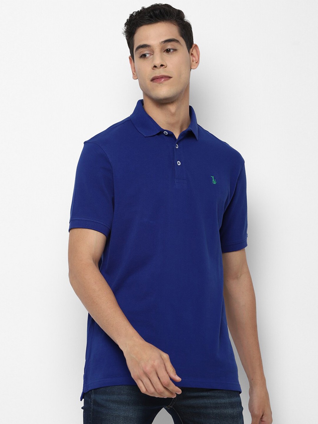 

SIMON CARTER LONDON Men Blue Polo Collar Slim Fit Pure Cotton T-shirt
