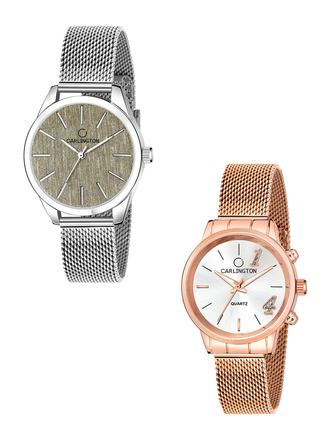 

CARLINGTON Women Set Of 2 Analogue Watch CT2001 CT2012, Grey