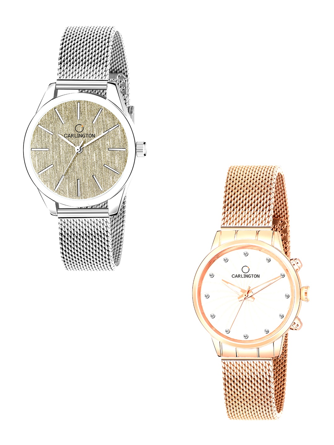 

CARLINGTON Women Set Of 2 Analogue Watch CT2001 CT2017, Grey