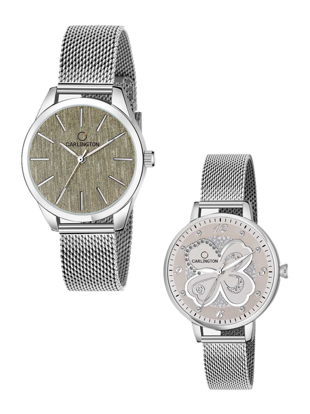 

CARLINGTON Women Set Of 2 Bracelet Style Straps Analogue Watches CT2001 CT2019, Multi