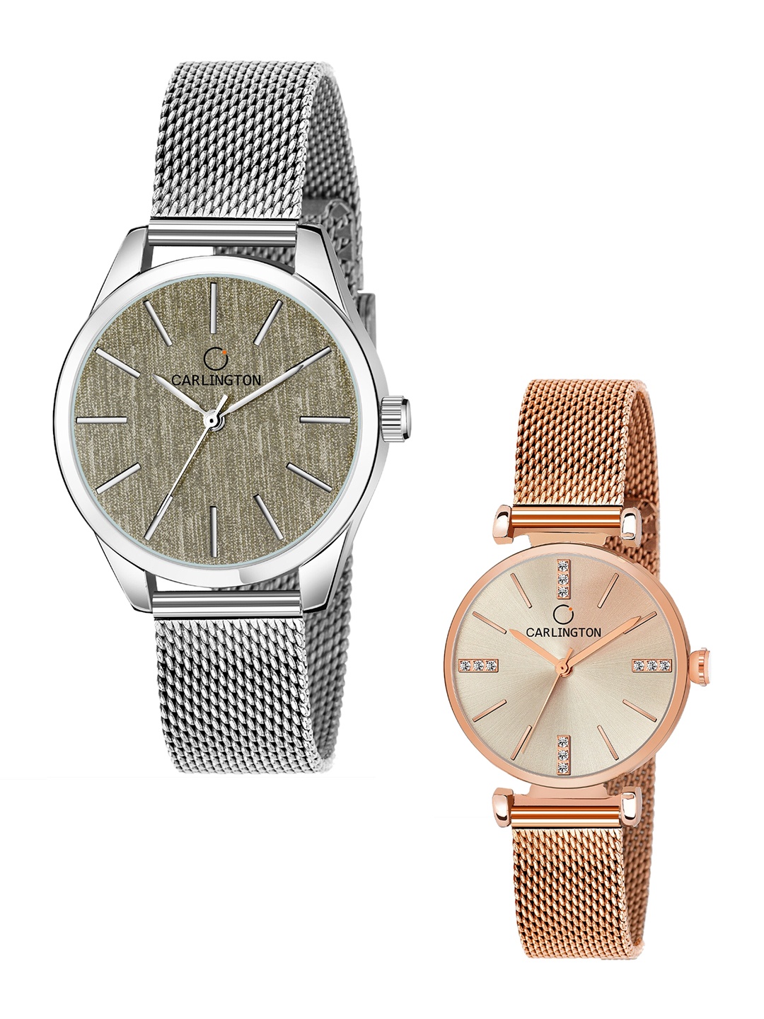 

CARLINGTON Women Set of 2 Multi Dial Stainless Steel Bracelet Analogue Watch