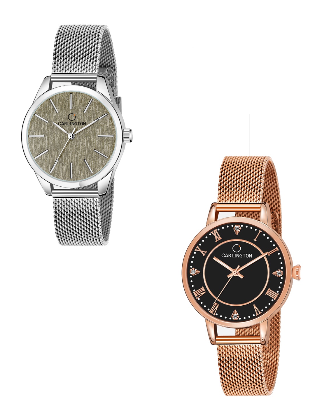 

CARLINGTON Women Set Of 2 Bracelet Style Straps Analogue Watch CT2001, Multi
