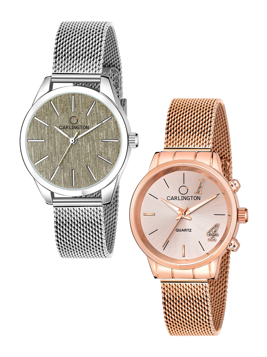 

CARLINGTON Women Set Of 2 Analogue Watch CT2001 CT2012, Grey