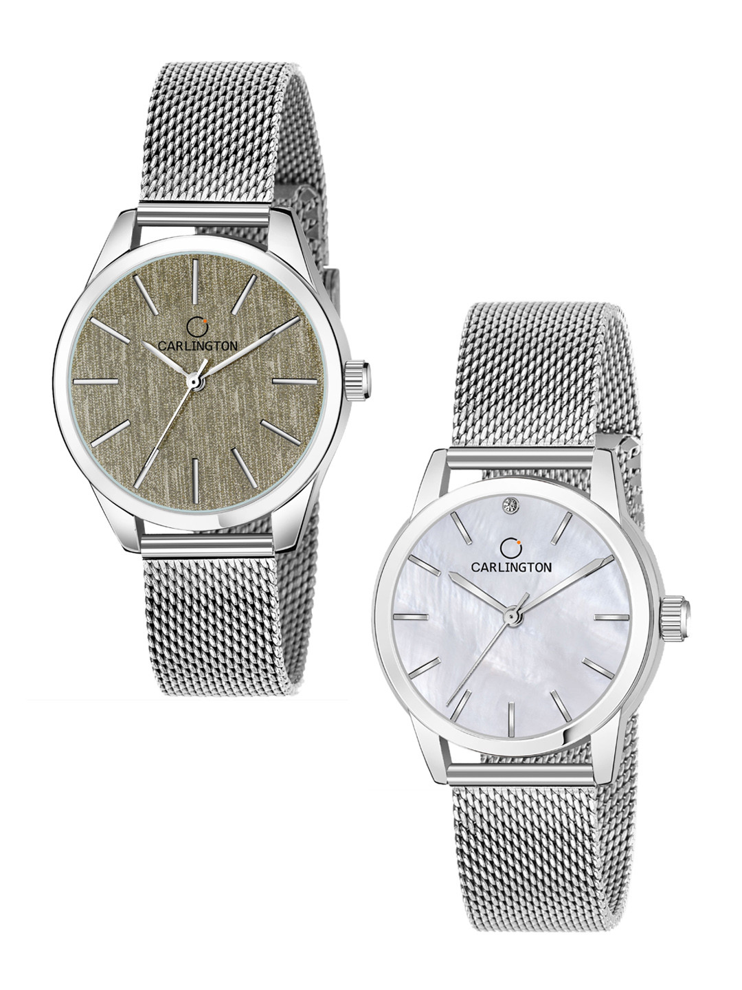 

CARLINGTON Women 2 Multicoloured Dial Stainless Steel Bracelet Style Straps Analogue Watch, Multi