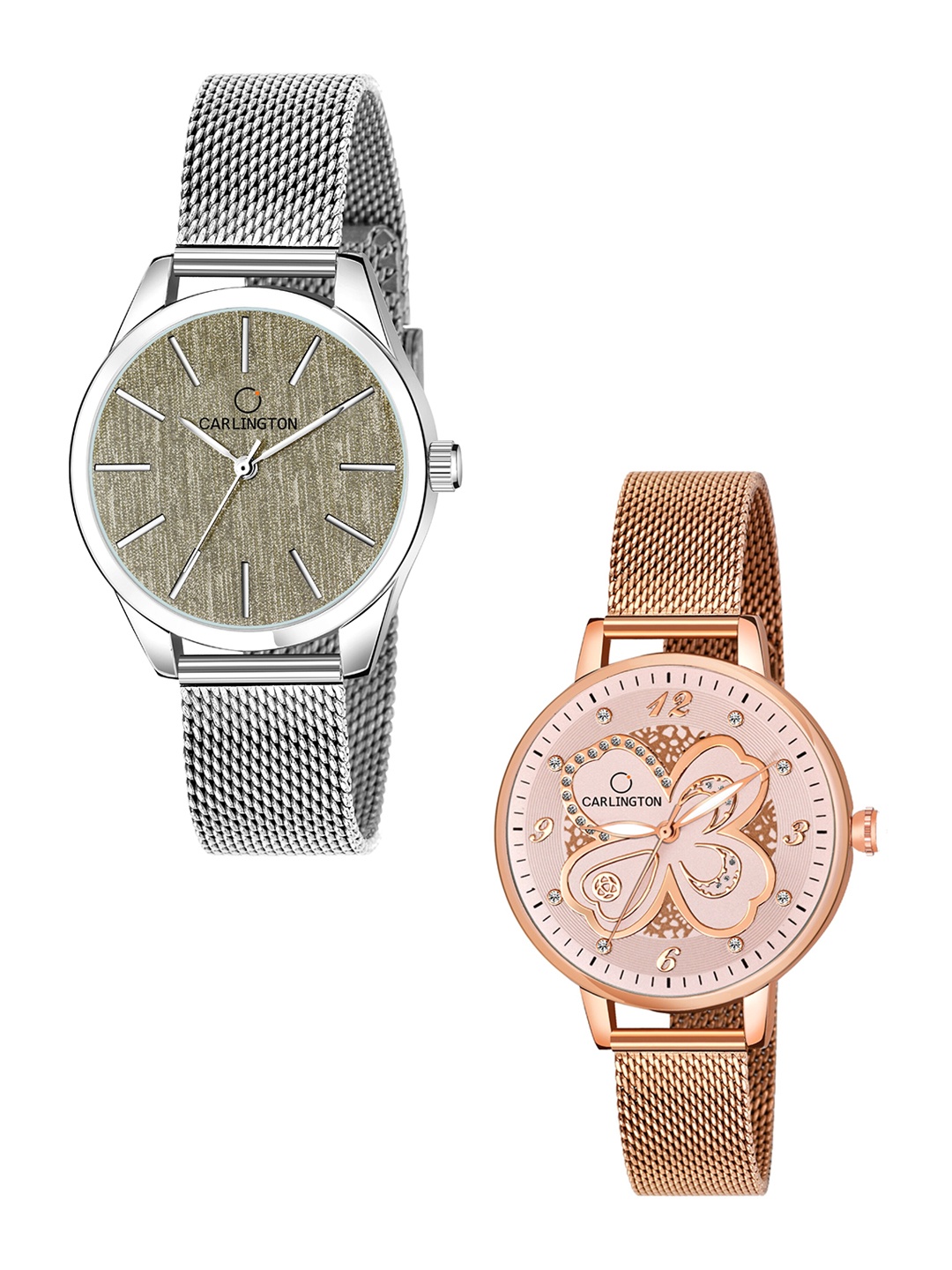 

CARLINGTON Women Set Of 2 Analogue Watch CT2001 CT2019, Grey