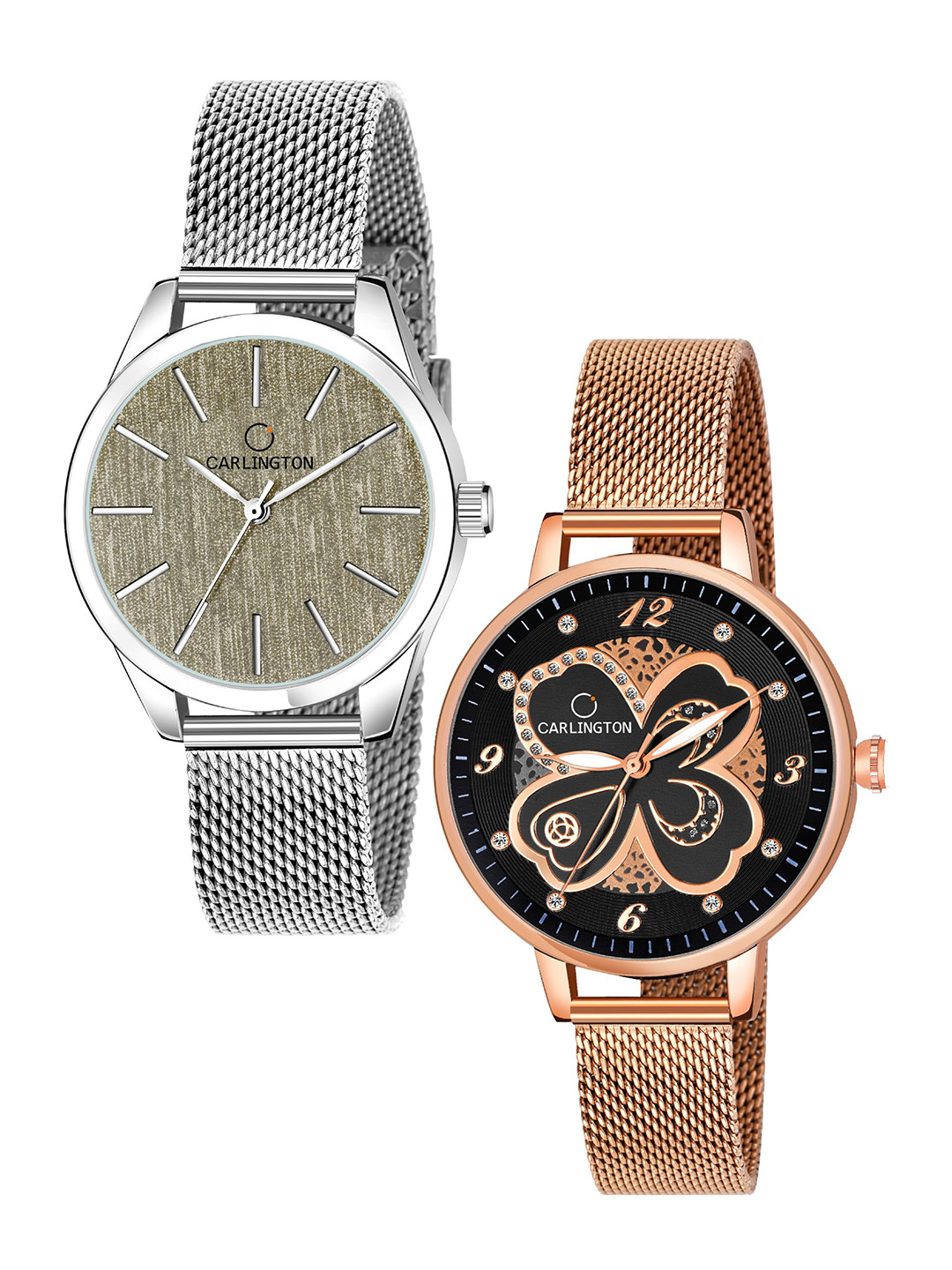 

CARLINGTON Women Pack of 2 Multicoloured Dial & Multicoloured Analogue Watch, Silver