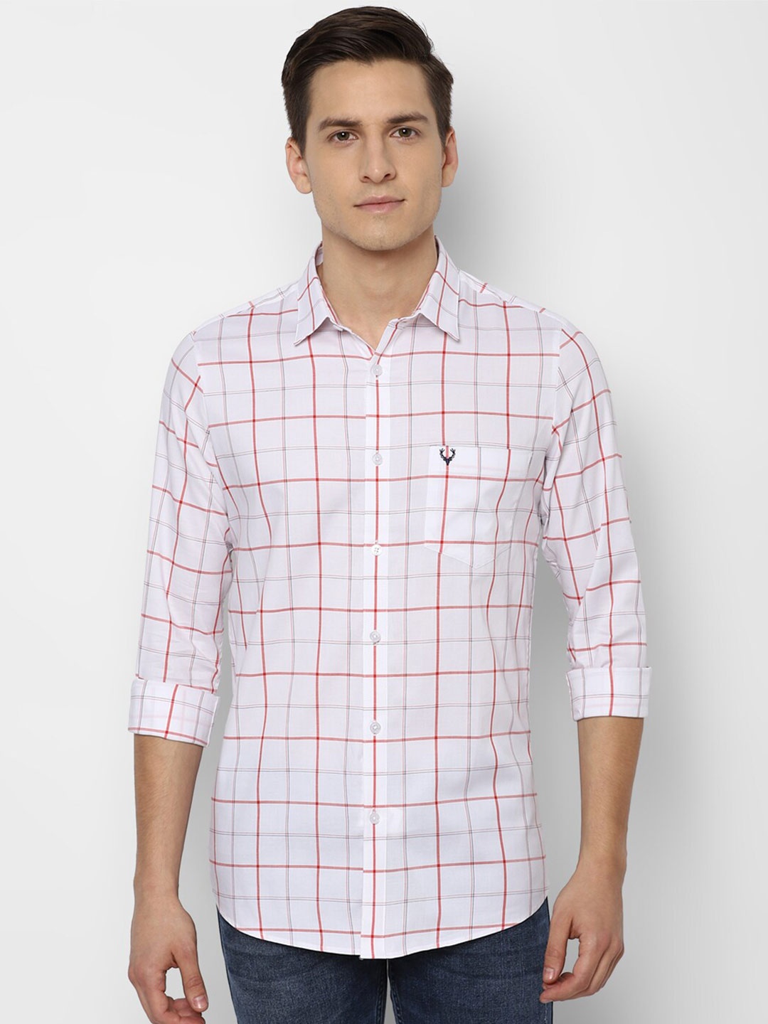 

Allen Solly Men White Slim Fit Opaque Checked Casual Shirt