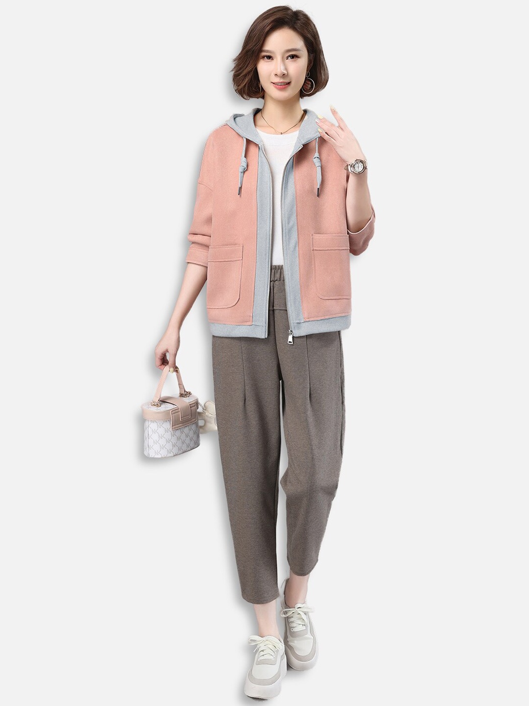 

JC Collection Women Pink Washed Crop Tailored Jacket