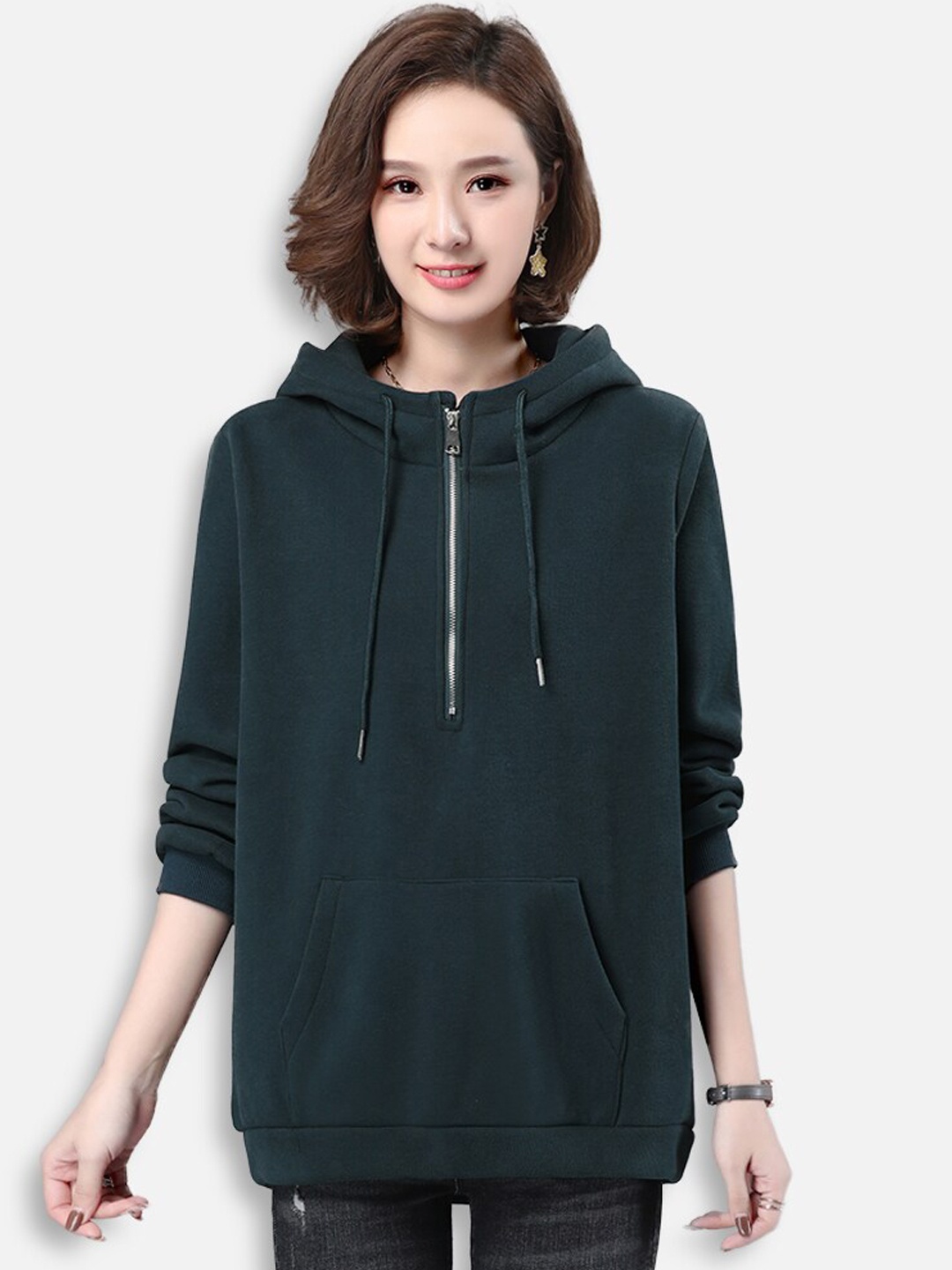 

JC Collection Women Green Longline Sporty Jacket