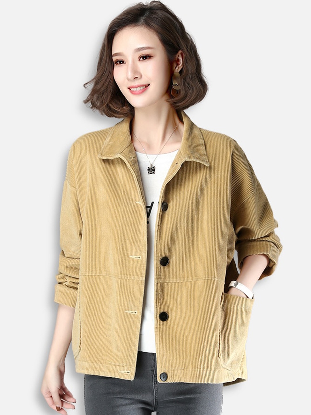 

JC Collection Women Yellow Striped Tailored Jacket