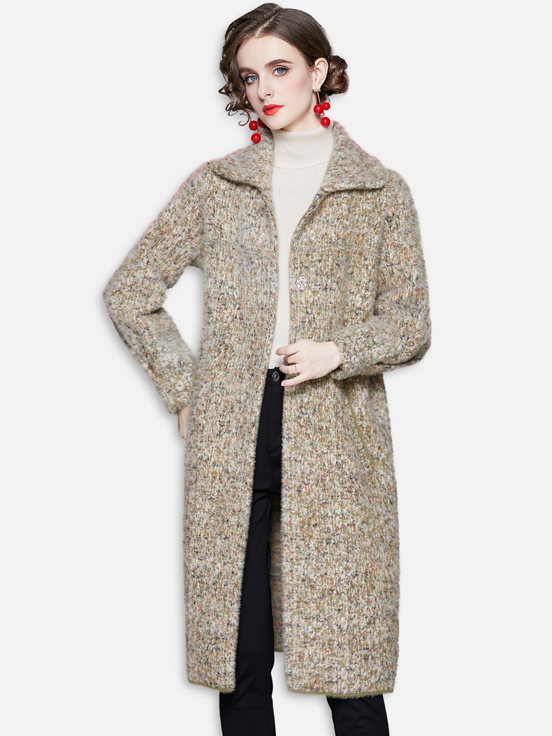 

JC Collection Women Yellow Longline Open Front Jacket