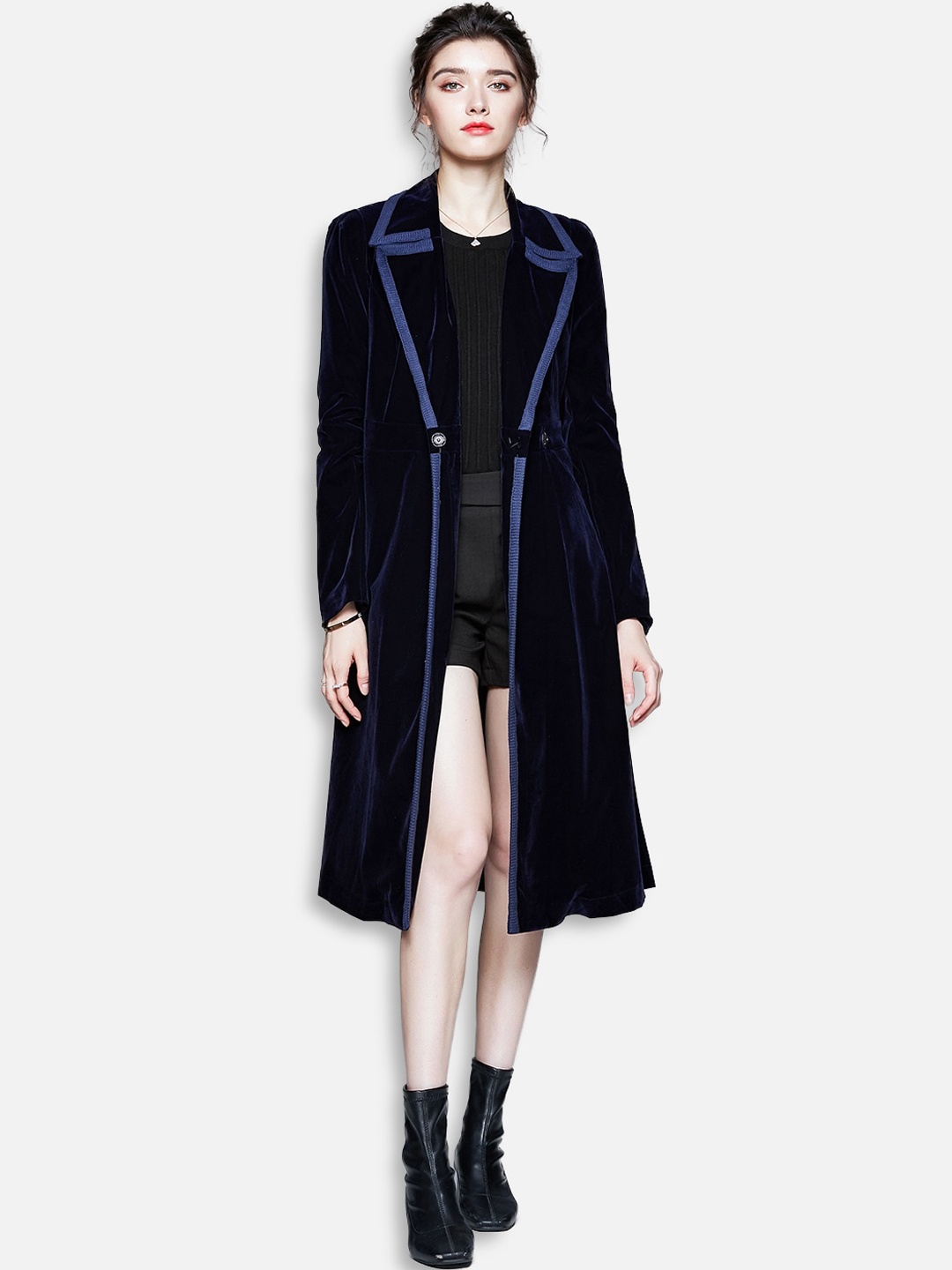 

JC Collection Women Blue Longline Open Front Jacket