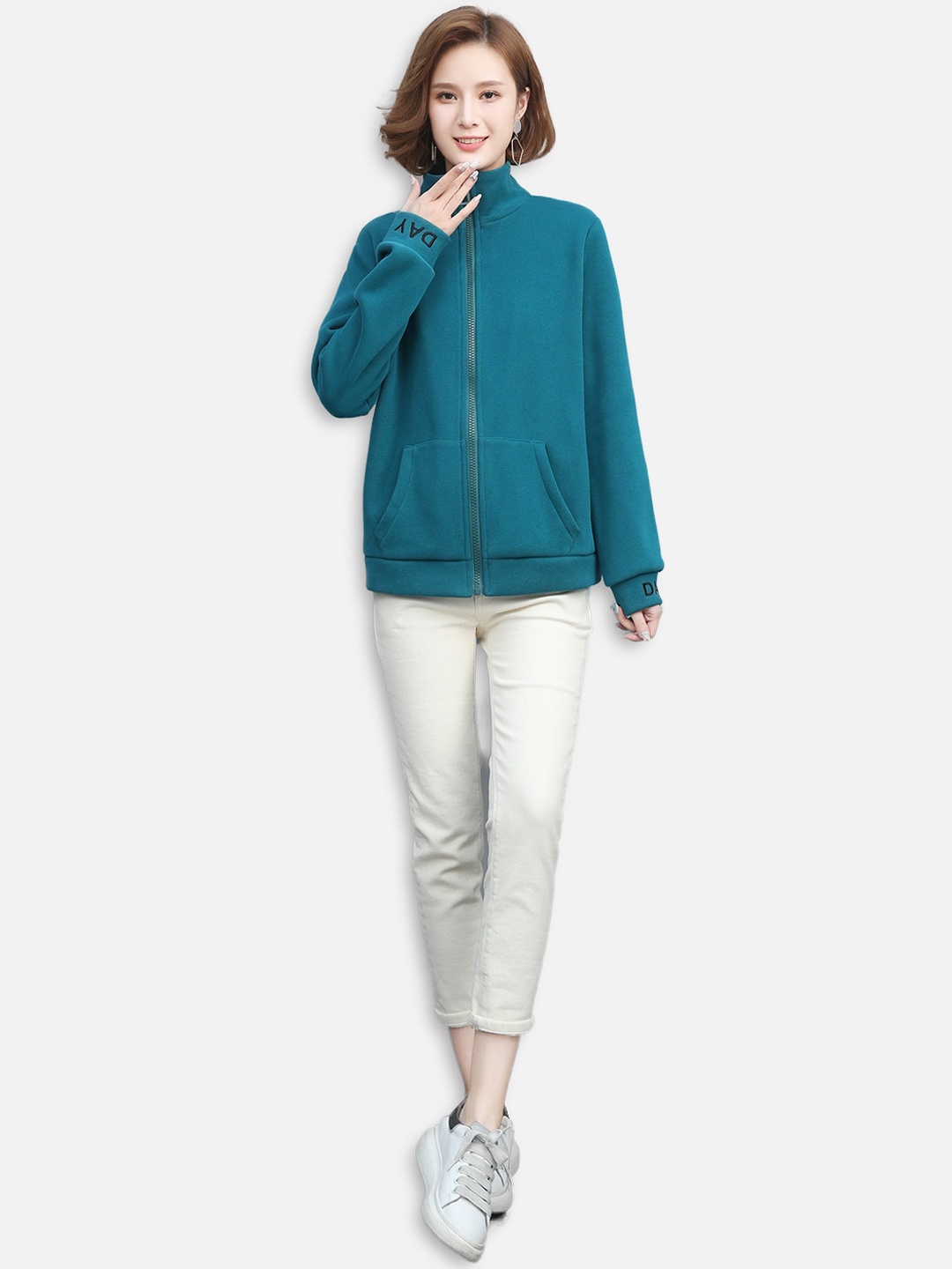 

JC Collection Women Teal Open Front Jacket