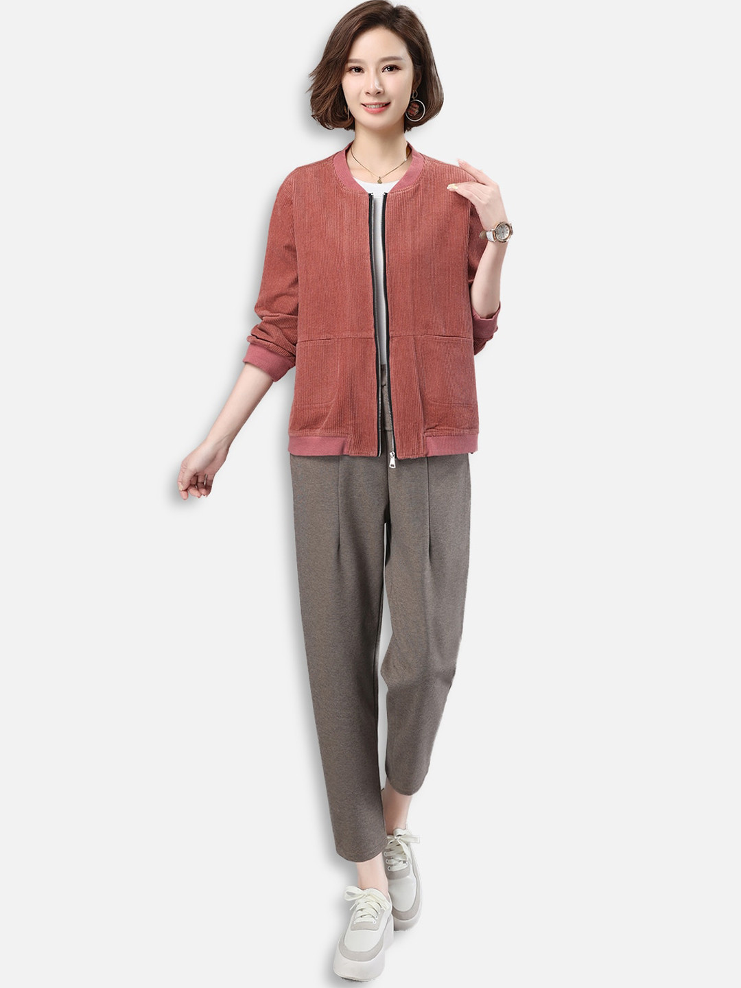 

JC Collection Women Pink Bomber Jacket