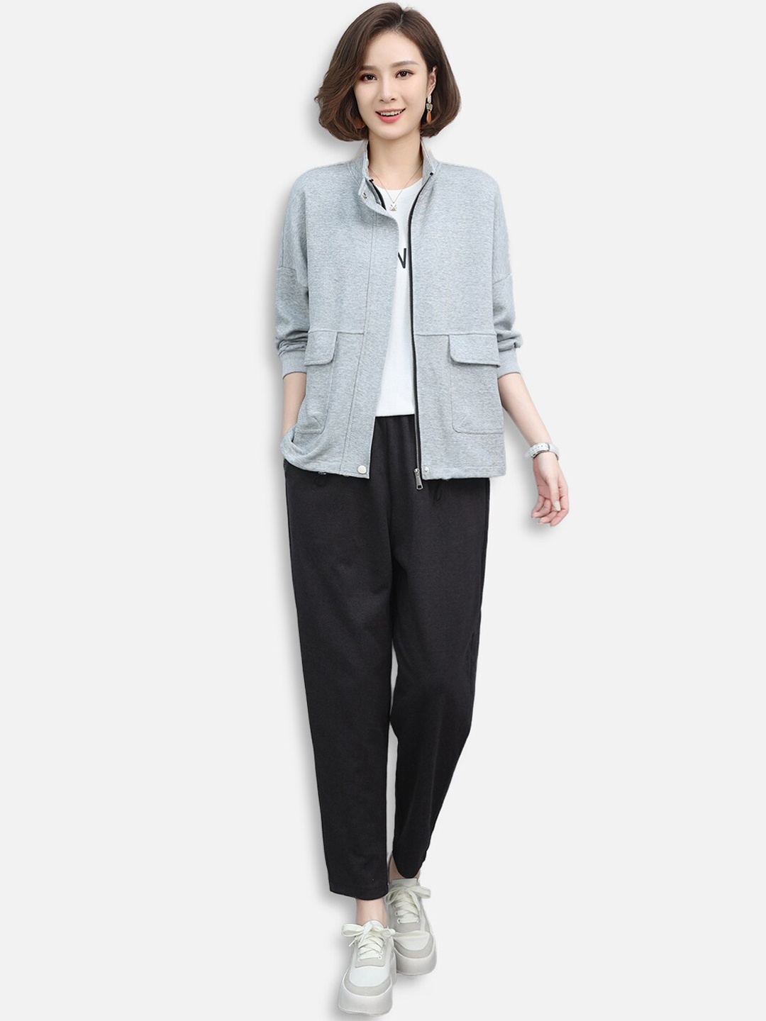 

JC Collection Women Grey ballad blue Tailored Jacket