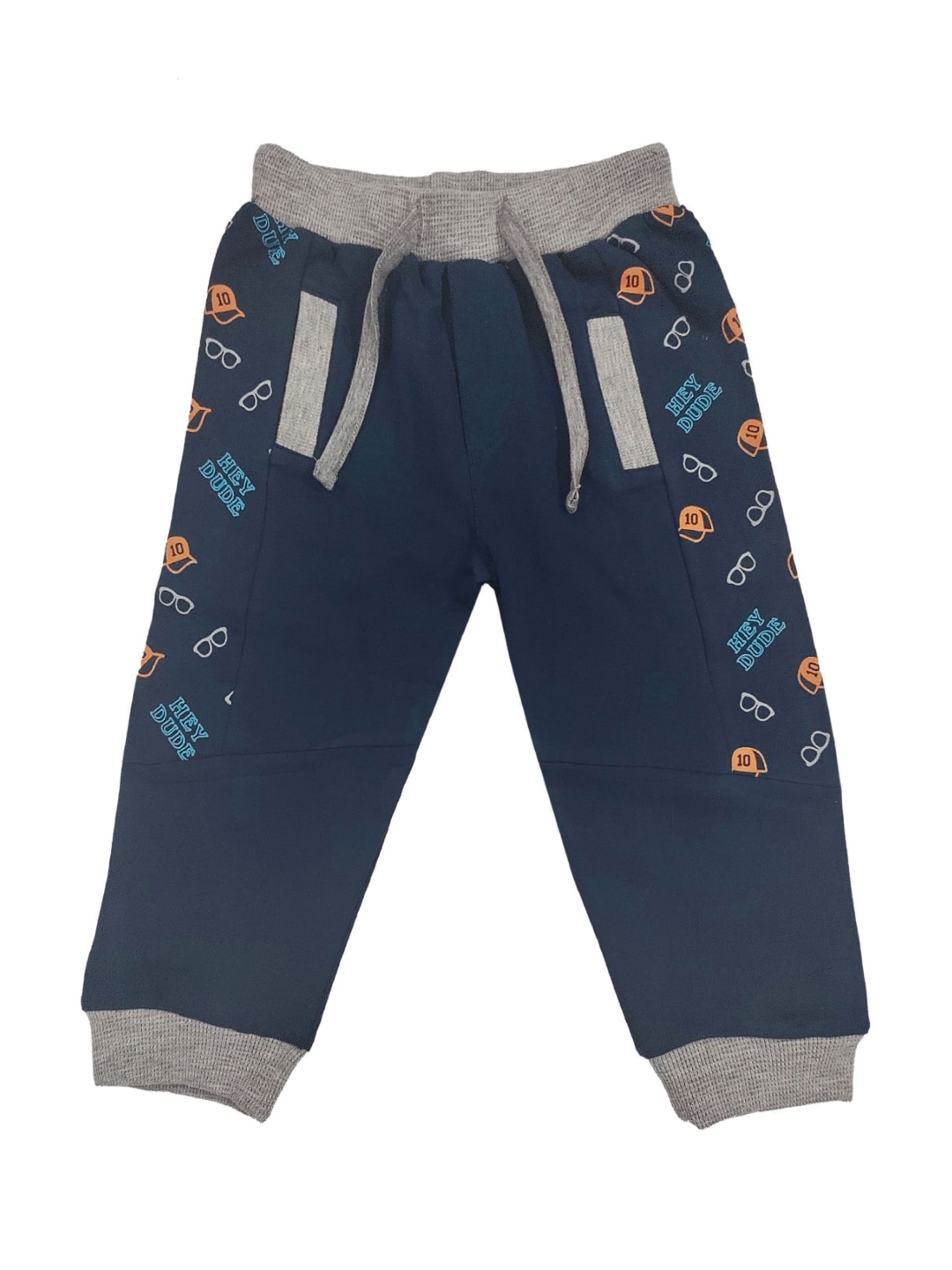 

Zoom Minimondo Kids Navy Blue & Grey Printed Joggers