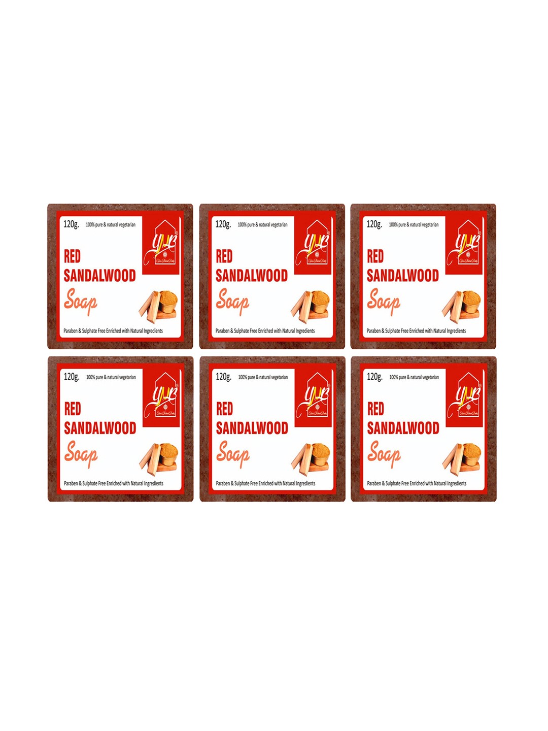 

YNB YOURS NATURAL BUDDY Pack of 6 Organic Red Sandalwood Handmade Soap