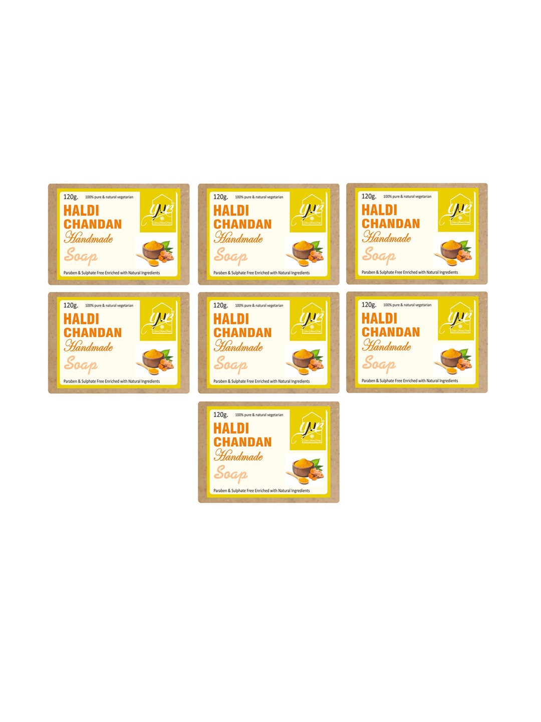 

YNB YOURS NATURAL BUDDY Pack of 7 Organic Haldi Chandan Soap 840 gm, Brown
