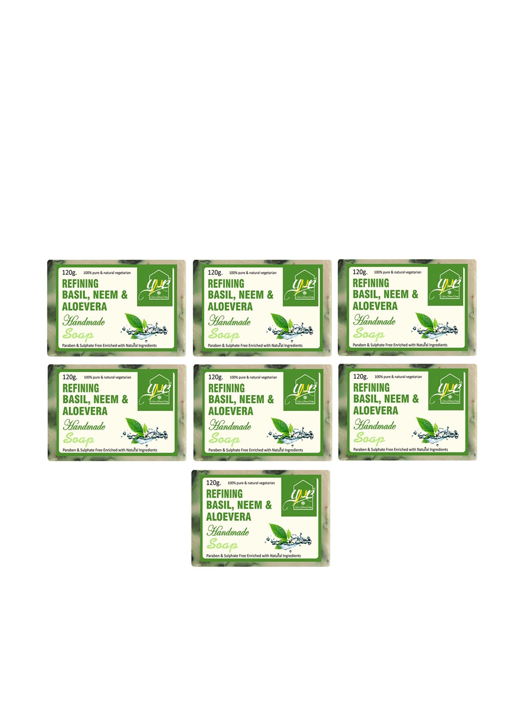 

YNB YOURS NATURAL BUDDY Unisex Green Basil, Neem & Aloevera Handmade Soap Pack of 7