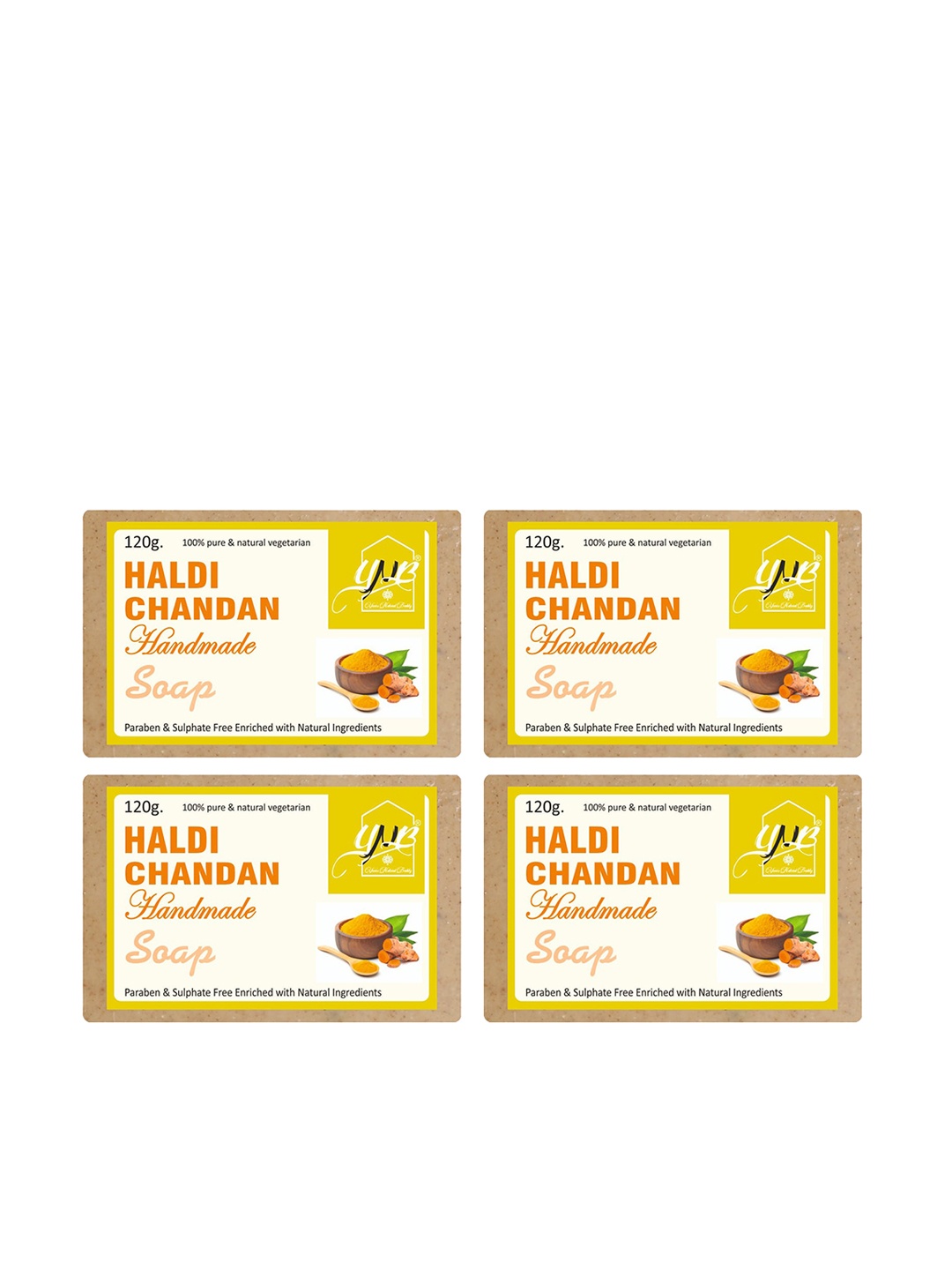 

YNB YOURS NATURAL BUDDY Pack of 4 Organic Haldi Chandan Soap 480 gm, Brown