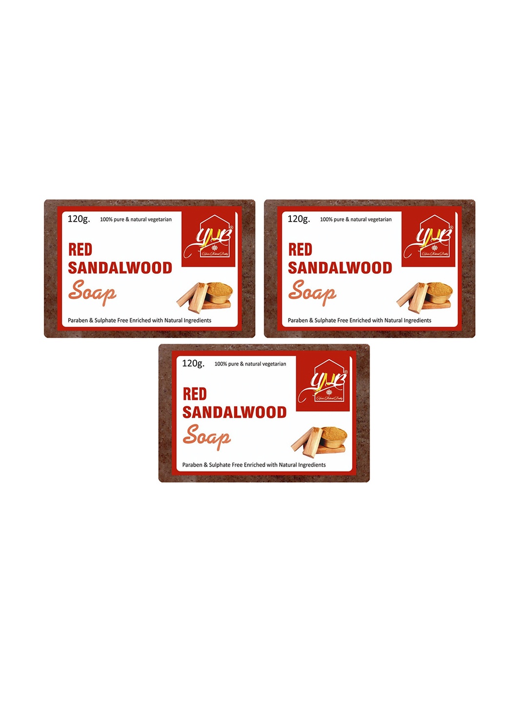 

YNB YOURS NATURAL BUDDY Pack of 3 Organic Red Sandalwood Soap 360 gm
