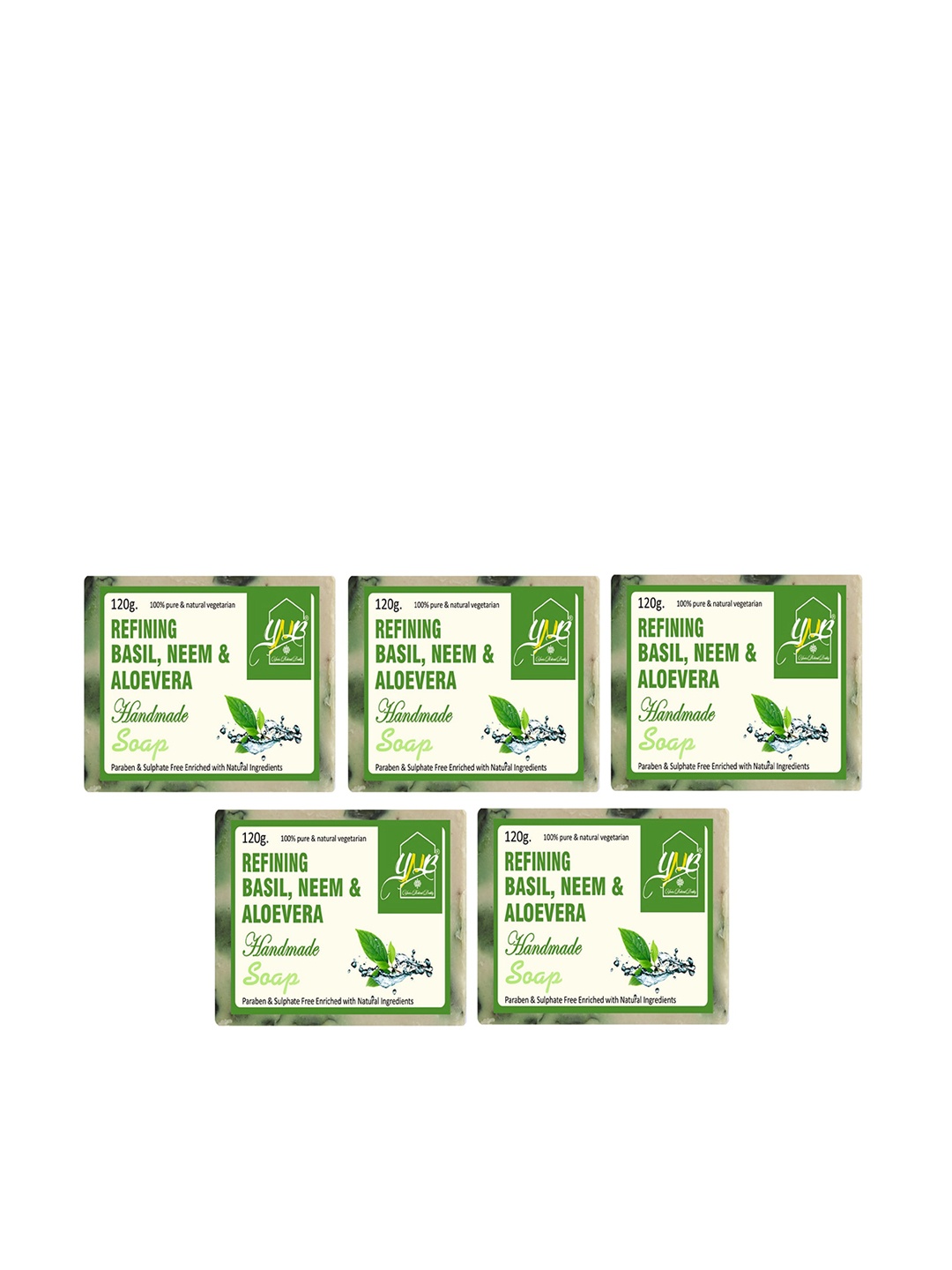 

YNB YOURS NATURAL BUDDY Pack of 5 Organic Handmade SLS & Paraben Free Soap, Green