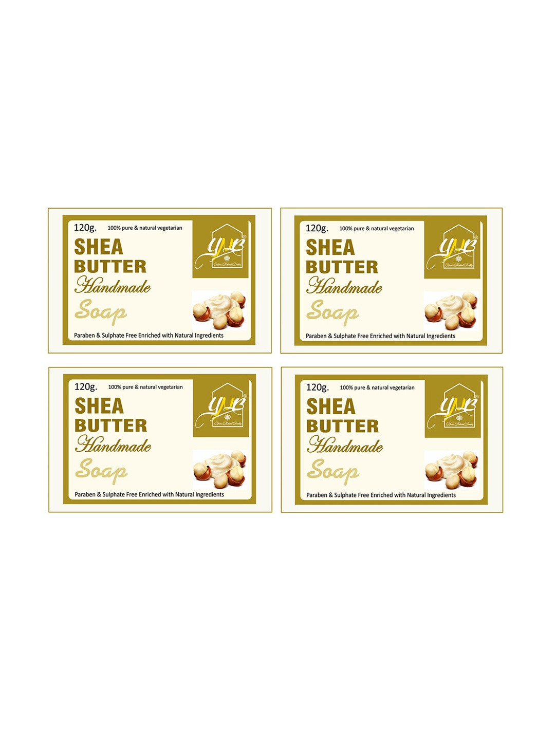 

YNB YOURS NATURAL BUDDY Pack of 4 Organic Shea Butter Handmade SLS & Paraben Free Soap, White