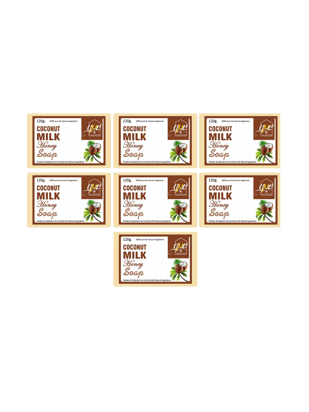 

YNB YOURS NATURAL BUDDY Pack of 7 Organic Coconut Milk & Honey Soap 840 gm, Cream