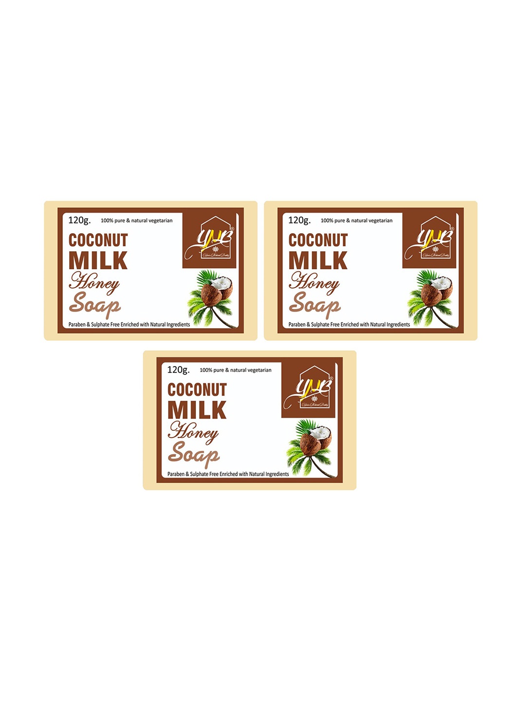 

YNB YOURS NATURAL BUDDY Pack of 3 Organic Coconut Milk & Honey Handmade Soap, Cream