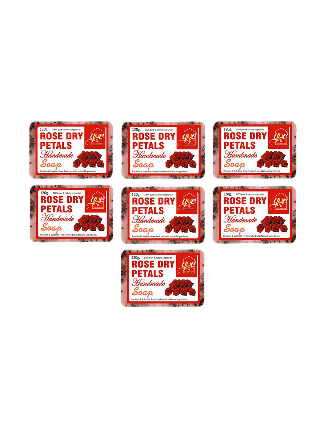 

YNB YOURS NATURAL BUDDY Pack of 7 Organic Rose Dry Petals Handmade Soap, Red
