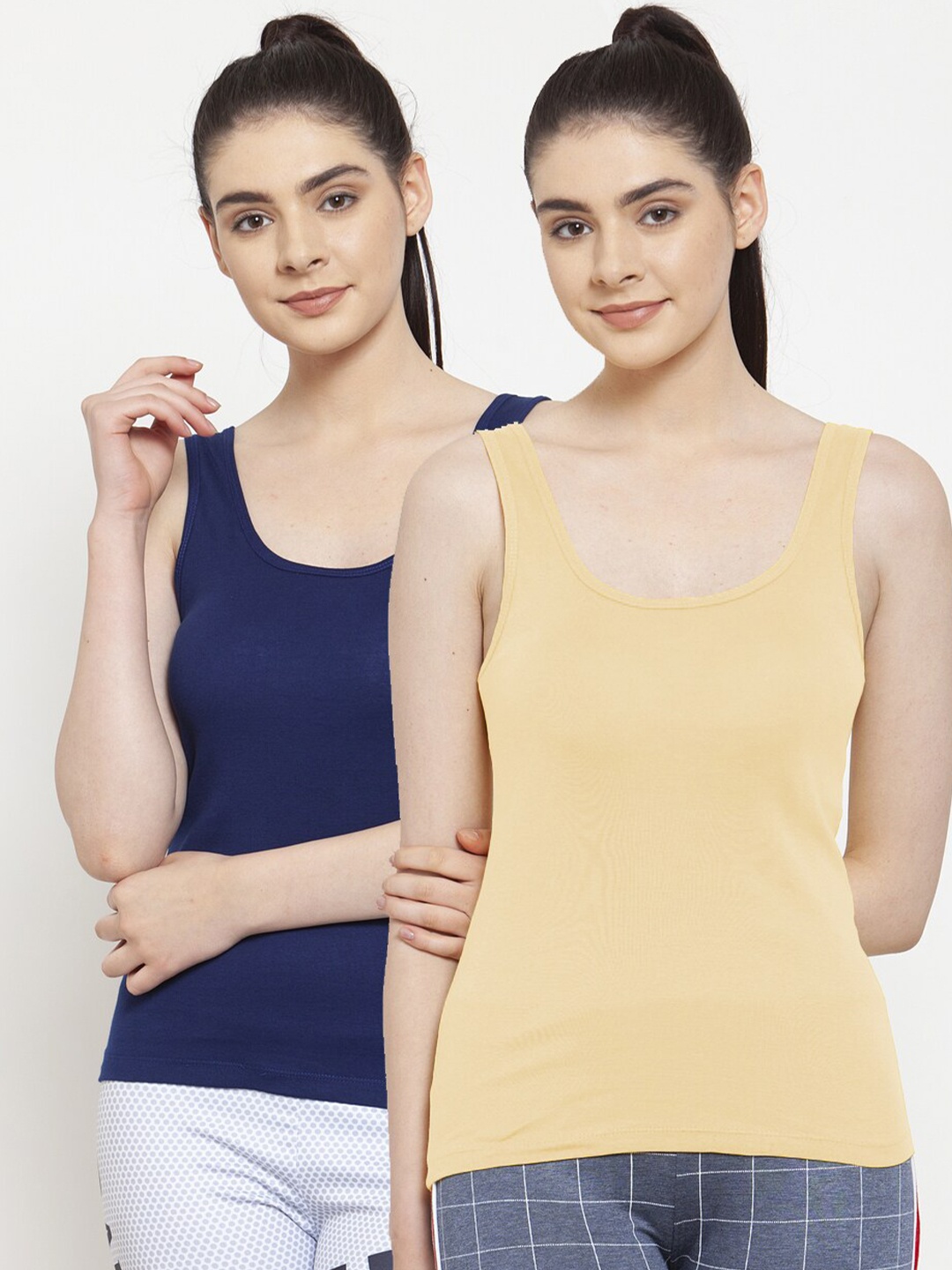 

Friskers Woman Pack of 2 Blue & Beige Tank Top