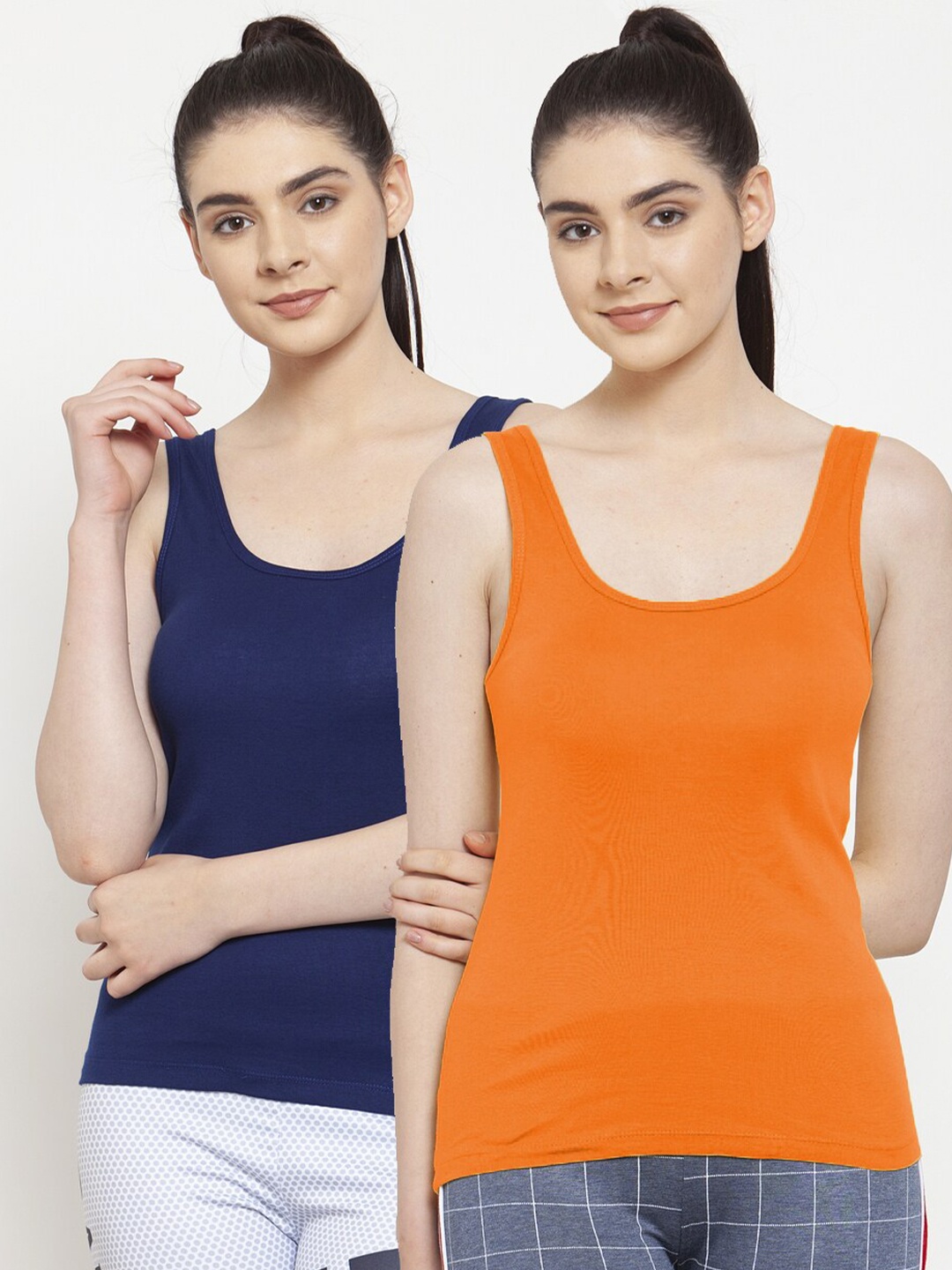 

Friskers Woman Pack of 2 Blue & Orange Tank Top