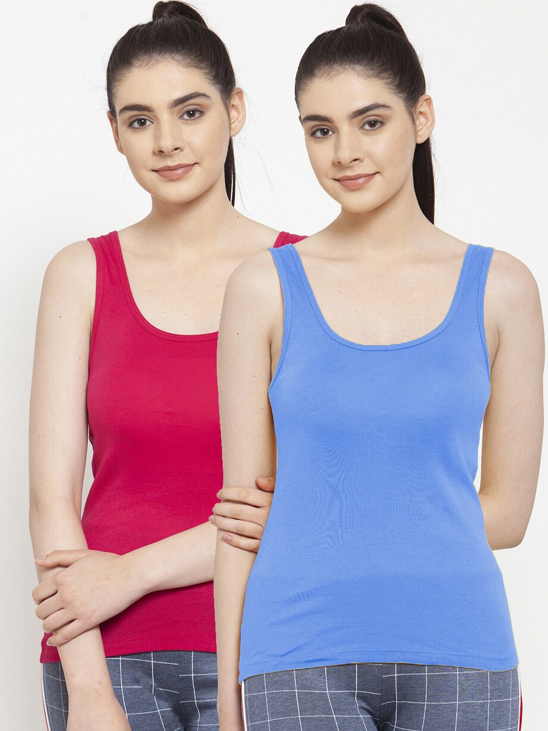 

Friskers Pack Of 2 Pink & Blue Tank Tops