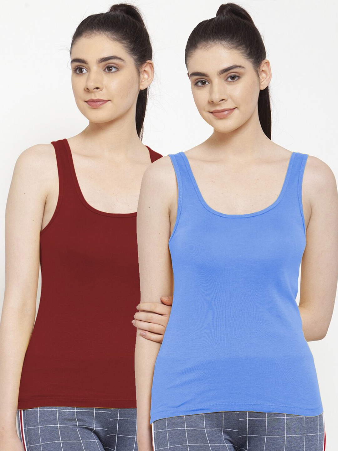 

Friskers Maroon & Blue Pack of 2 Tank Top