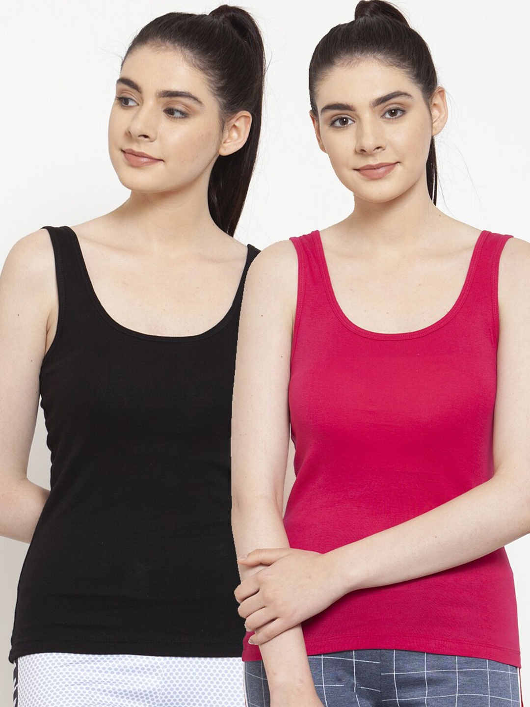 

Friskers Black & Pink Pack Of 2 Tank Top